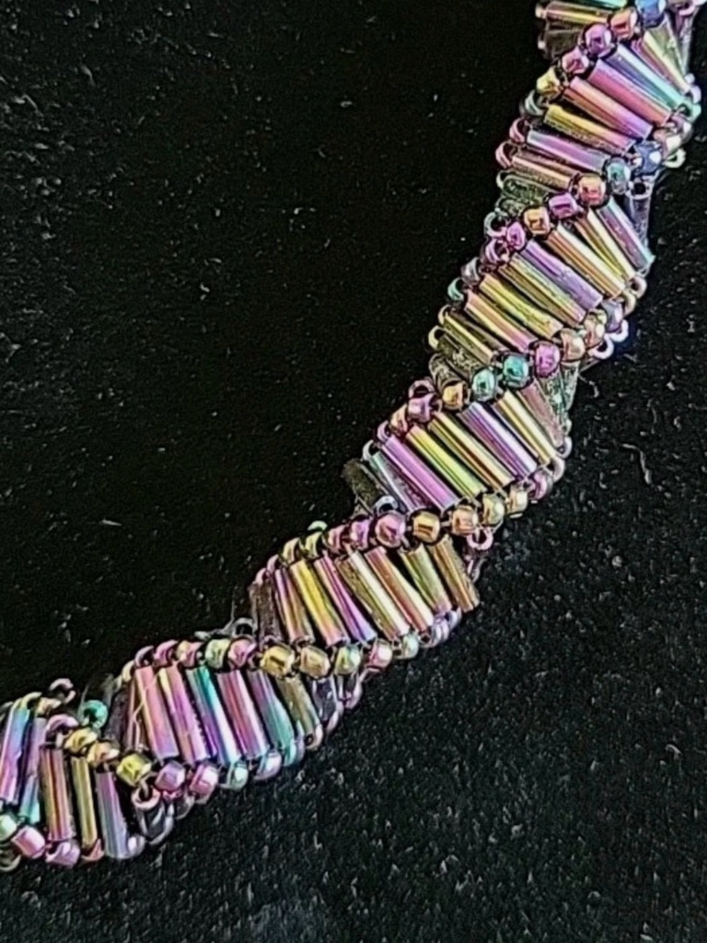 Seed Bead rainbow collar necklace.